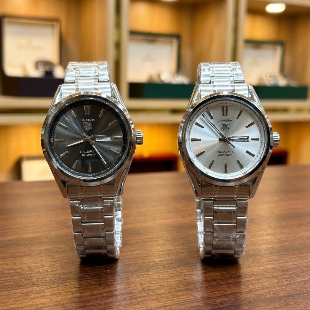 Carrera Calibre 5 Automatic Mechanical Watch | Classic Stainless Steel Watch for Men | Available in Silver Dial & Grey Dial | Date Display